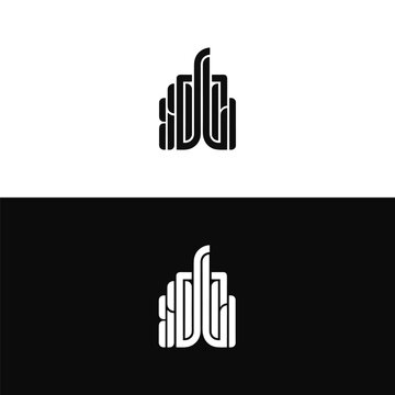 An intricate and stylized abstract wordmark logo creatively integrates letterforms into a building-like structure of vertical lines.