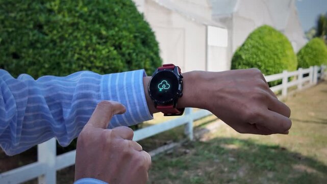 AI chatbot on a sleek smartwatch. Features a glowing digital interface, voice-to-text processing, and real-time AI responses.