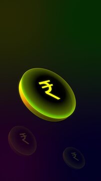 Rupee India Currency Transparent Glass Glow Effect Popup Animation Vertical 4K Video