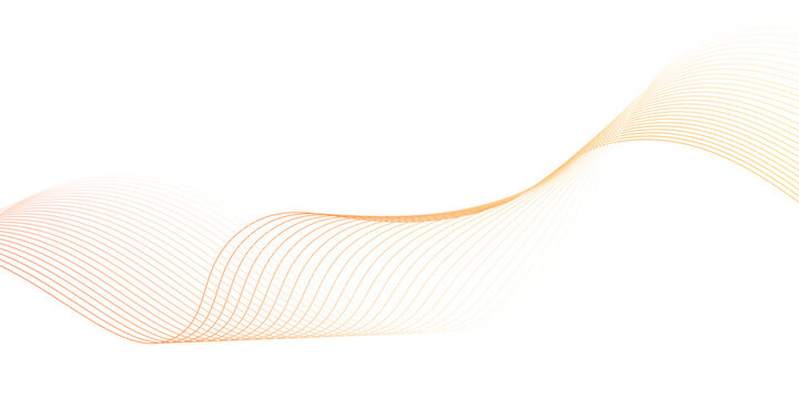 Abstract orange or yellow wave design on white background, Vector abstract background with dynamic orange waves, Orange waves with lines. Curved wavy line, smooth stripe.,