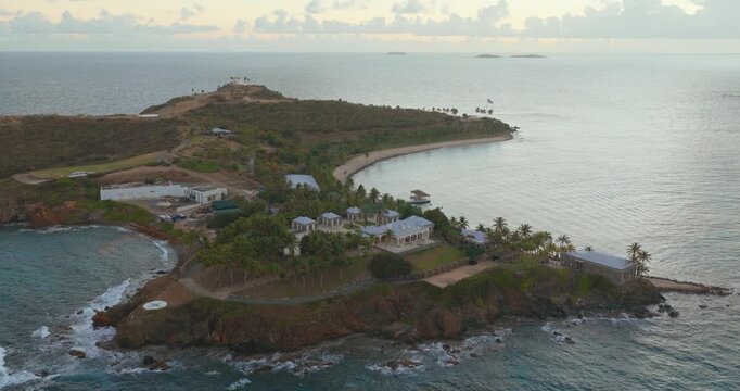 Epstiens Island - Little Saint James In The United States Virgin Islands. Aerial Rotate Shot