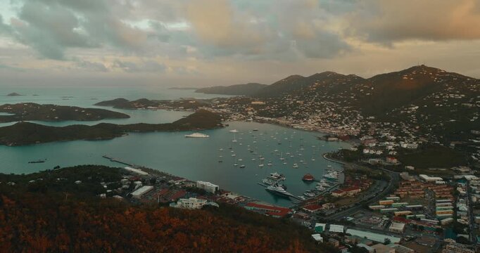 Aerial View Of Charlotte Amalie - Capital And Largest City Of The U.S. Virgin Islands On Saint Thomas.