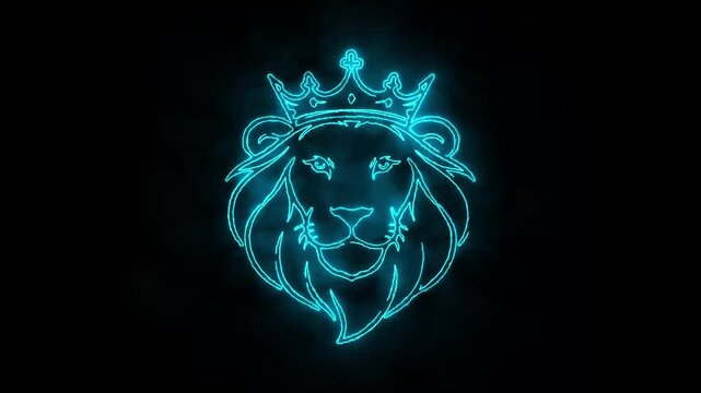 Glowing Neon Lion the king of forest Logo reveal Animated isolated on black, Lion growl concept animated logo, gaming  mascot logo