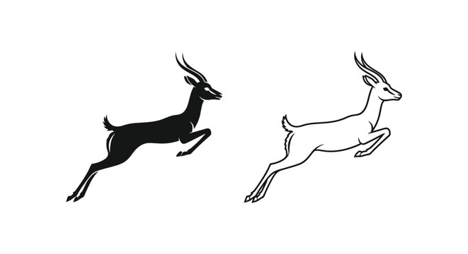 Springbok Jumping Graceful Antelope Art Design Vector