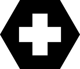 Obraz premium Black Hexagon with White Cross