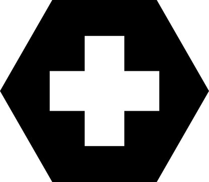 Black Hexagon with White Cross