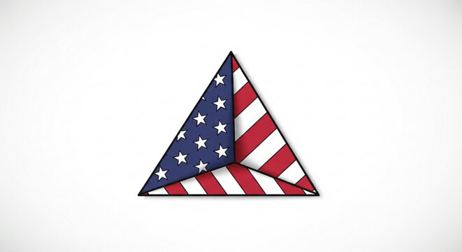American flag triangle design with stars and stripes on white background symbolizing patriotism and national pride