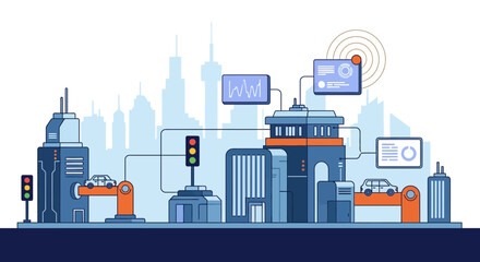 Fototapeta premium Smart City Technology and Automated Infrastructure System