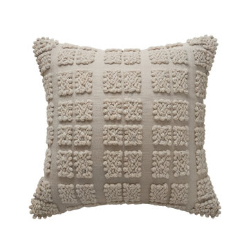 Decorative Textured Beige Throw Pillow