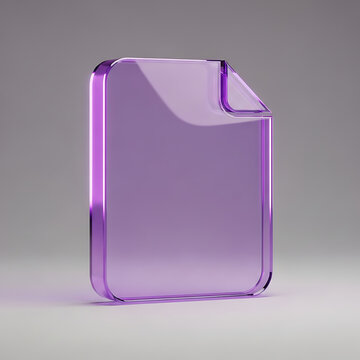 Document File Icon Glass Purple 3D Style for App UI Design