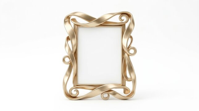 A glossy ribbon frame with a simple elegant form, transformed into a refined photorealistic decorative object, isolated on white, soft highlights, minimal luxury mood, ultra-detailed, 8K,no logos