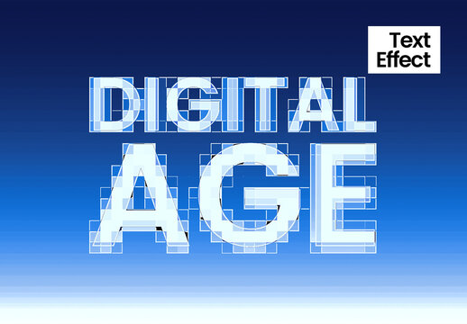 Digital Age Text Effect With Futuristic Blue Technology Style