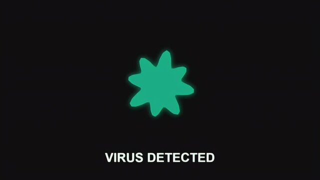 A digital graphic icon representing a computer virus detected warning on a modern electronic device screen