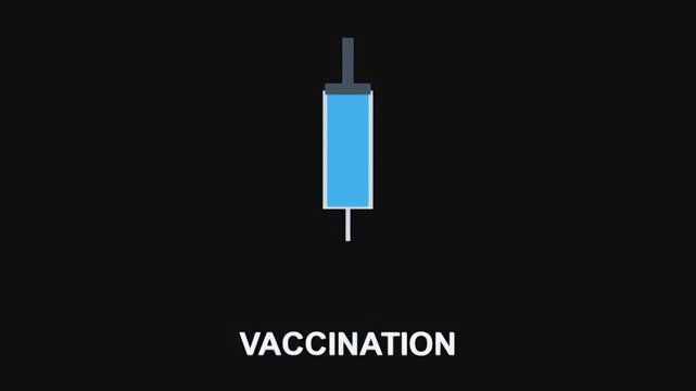 A simple flat vector icon of a medical syringe representing the concept of vaccination and immunization