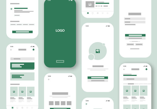 Mobile App UI UX Wireframe Kit With Clean And Modern Interface