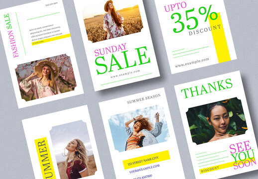 Modern Fashion Sale Social Media Post Template Promotional Layout Set