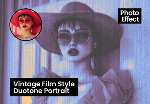 Vintage Film Style Duotone Portrait Photo Effect