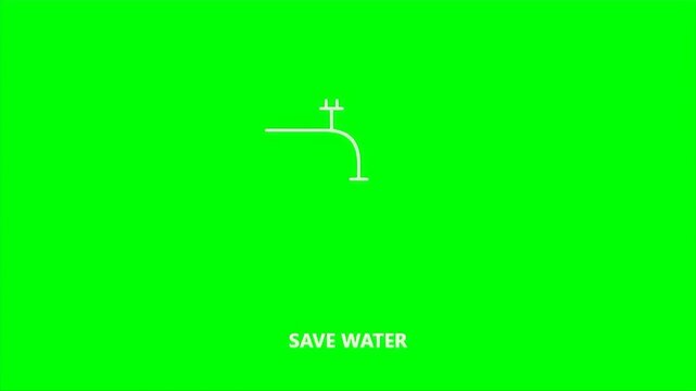 A minimalist graphic icon of a water faucet with the text save water to promote environmental conservation