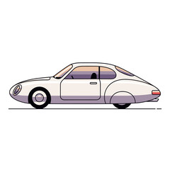 Obraz premium Retro White Sports Car Illustration, Vintage Automobile Design, Sleek Classic Vehicle