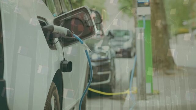 Animation of data processing over ev charging station