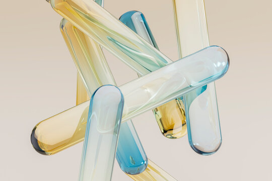 3D pastel glass tube with translucent intersecting structure