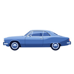 Obraz premium Classic Blue Coupe Automobile, Vintage Car Vector Illustration, Retro Vehicle Design