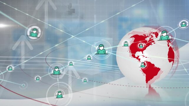 Animation of network of connections over globe