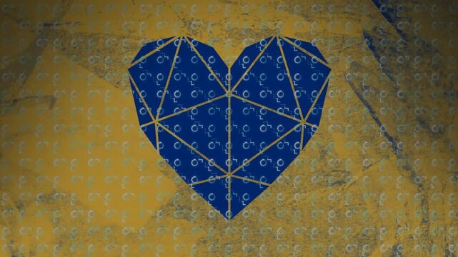 Animation of shapes moving over heart