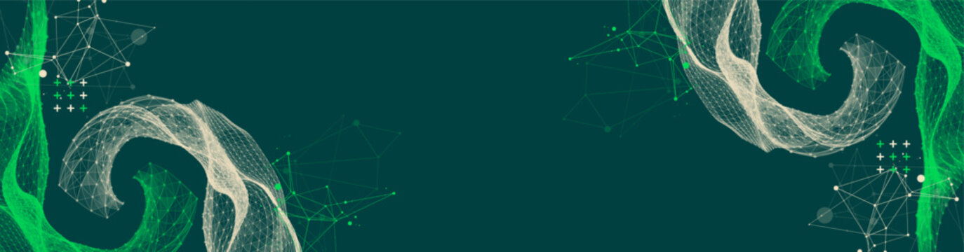 The abstract wave is made in a frame style. Template for science and technology presentation. Vector art.