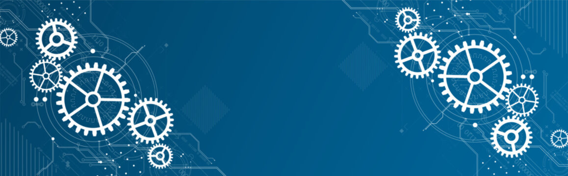 Abstract document drawing using white gears. Technological background.