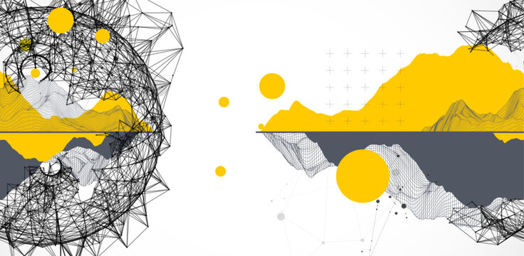 Abstract image of a wireframe sphere with a plexus effect. Science and technology creative theme. Vector.