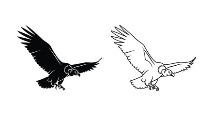 Naklejka premium Eagle Symbols Black White Vulture Illustrations Vector