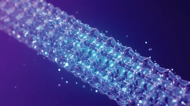 Macro view of futuristic solid-state battery structure with glowing lithium ions