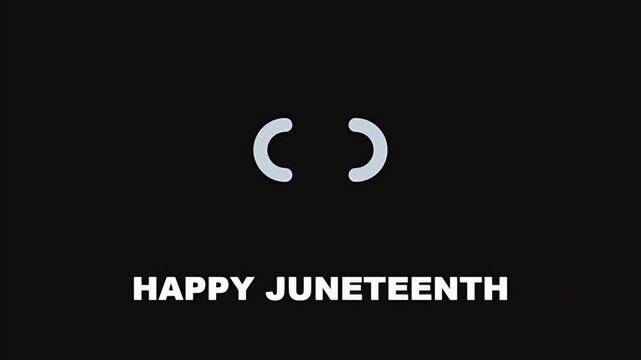A minimalist graphic design celebrating the Juneteenth holiday with bold typography and a modern icon