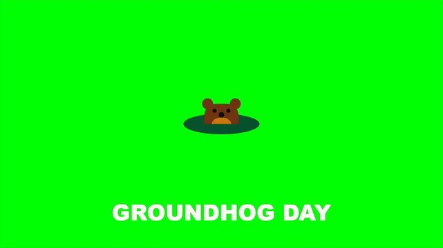A cute cartoon groundhog peeking out of its burrow to celebrate the annual tradition of Groundhog Day
