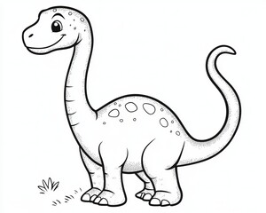 Naklejka premium Adorable Cartoon Dinosaur Illustration of a Cheerful Sauropod in a Simple Design for Kids