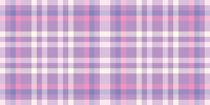 Motif vector fabric textile, order seamless pattern tartan. Morado background check plaid texture in violet and light colors.