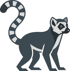 vector Minimalist logo Ring-tailed lemur profile animal graphic design © Nabil