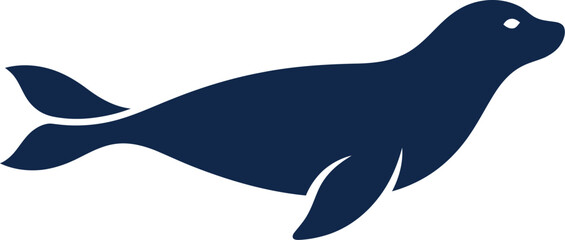 vector Minimalist logo Sea lion silhouette swimming in side view position © Nabil