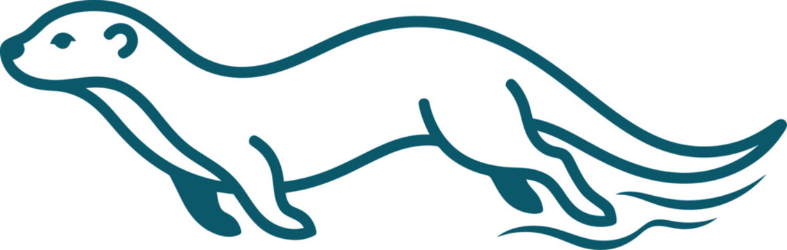 vector Minimalist logo Sea otter line art illustration swimming in water