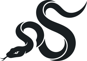 Fototapeta premium vector Minimalist logo Coiled serpent silhouette in an s-shaped curve