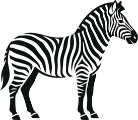 Obraz premium vector Minimalist logo African zebra silhouette with black and white stripes