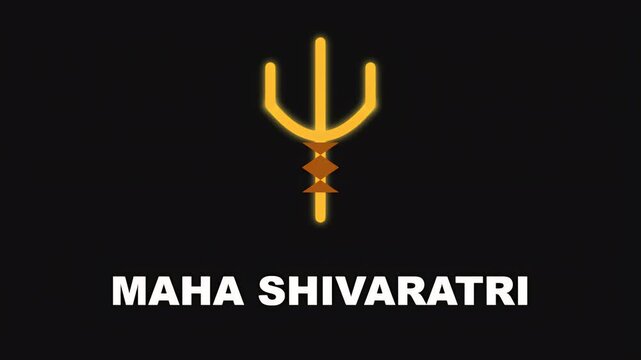 Golden trishul symbol representing the hindu festival of maha shivaratri celebration for lord shiva devotees