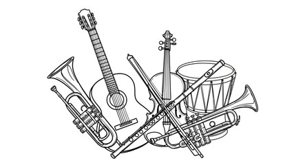 Musical instruments drawing, various orchestra tools © Aji