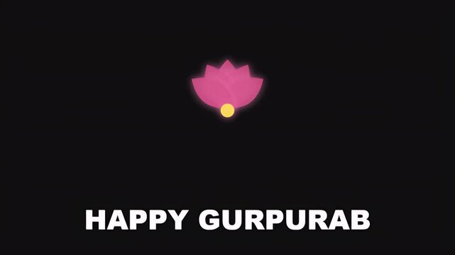 A festive graphic design celebrating the sikh religious festival of happy gurpurab with a lotus flower icon