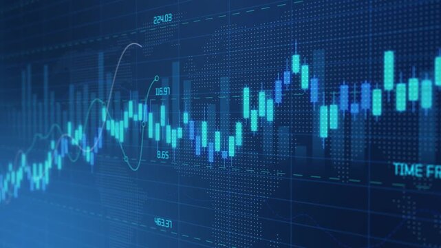 Blue chart stock market investment trading, investment finance business and exchange growth concept, index analysis global futuristic