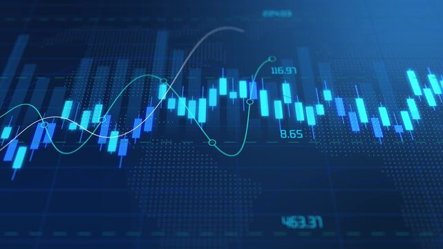 Blue chart stock market investment trading, investment finance business and exchange growth concept, index analysis global futuristic