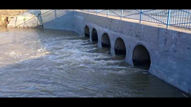 A bridge over a river with culverts