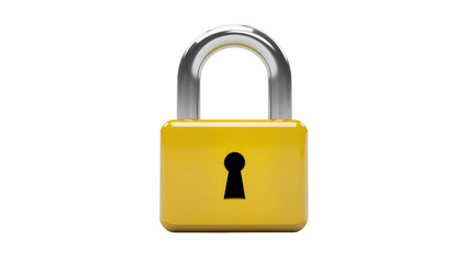 Fototapeta premium Bright Yellow Metal Padlock with Keyhole and Chrome Shackle