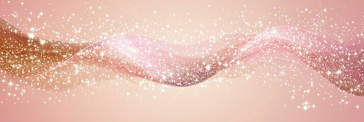 Fototapeta premium Elegant Background with Pink Flowing Lines and Glittering Silver Particles on a Light Surface